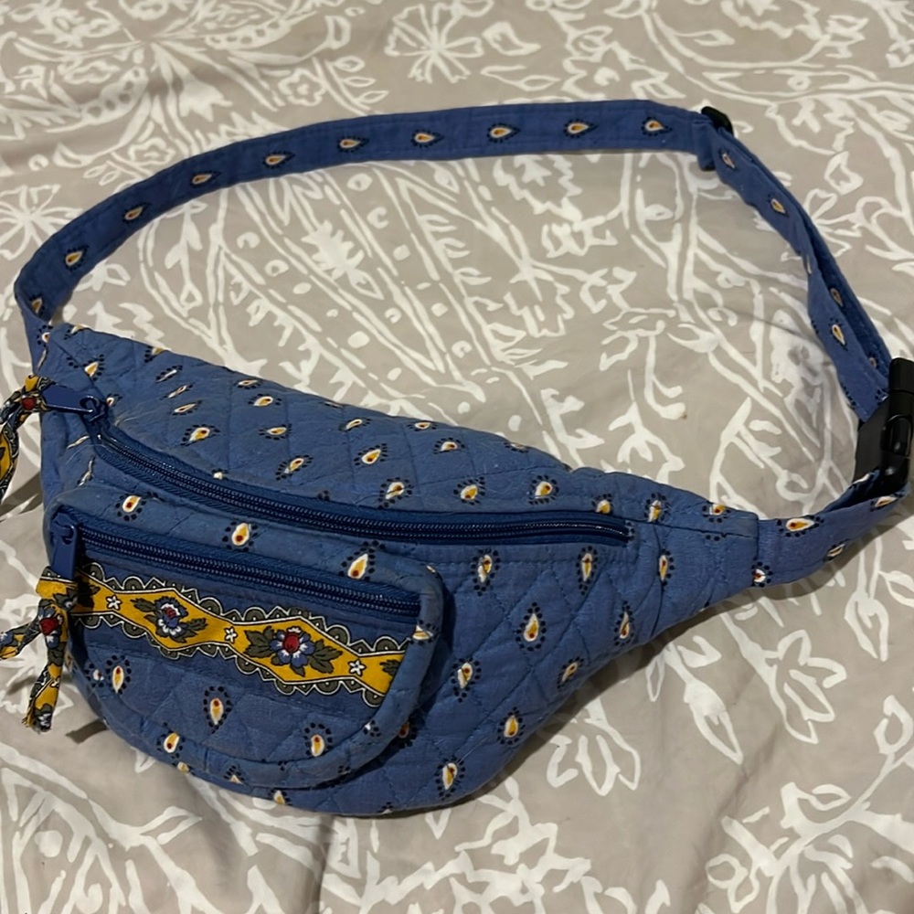 Vera Bradley Vintage Fanny Waist Pack Blue Yellow Print
